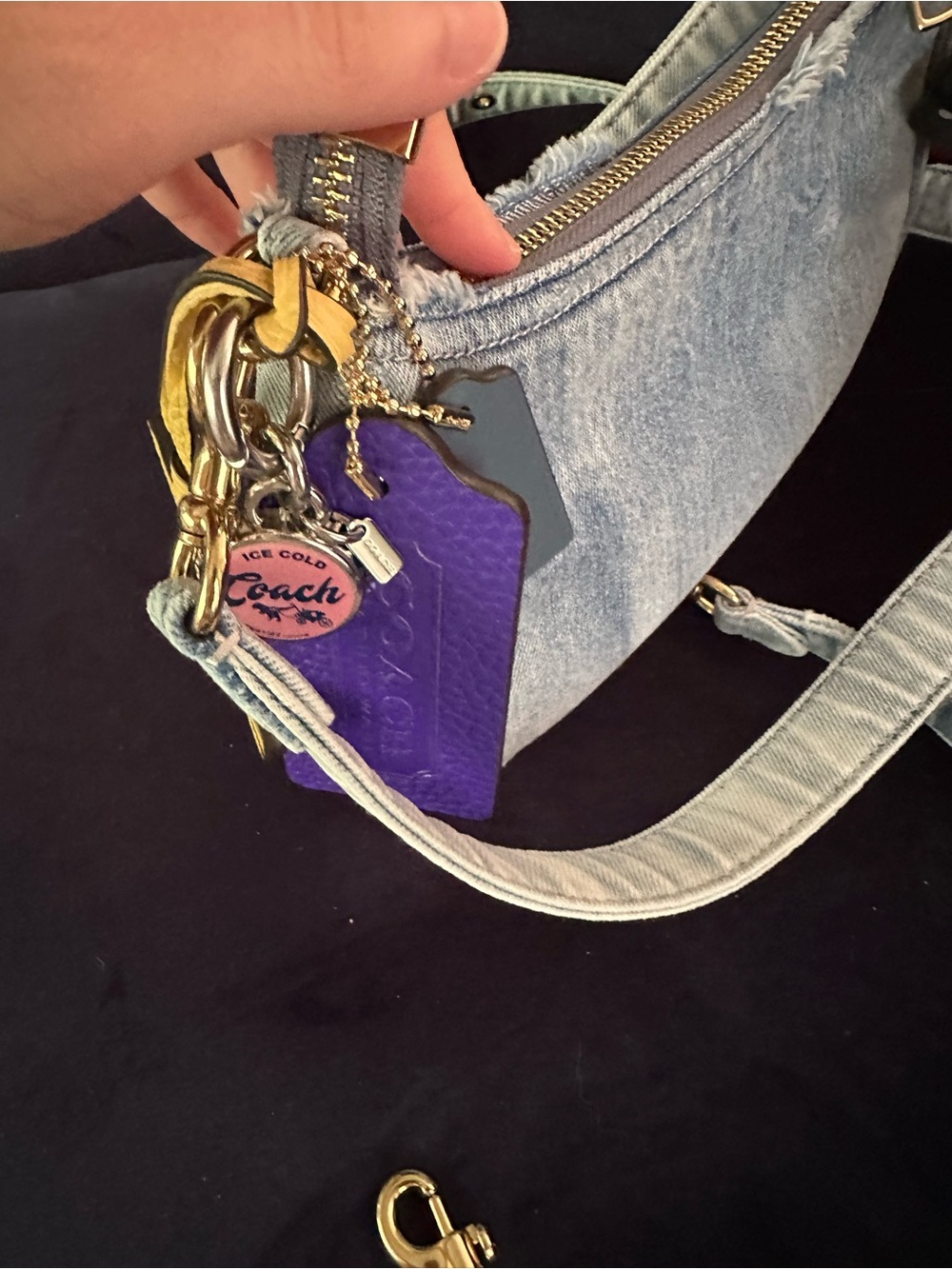 Coach Loved Denim Teri Shoulder Bag with Charm Accents - Picture 7 of 8